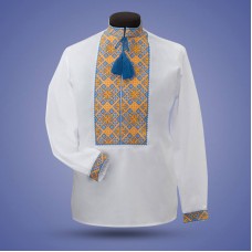 Embroidered shirt "Classic" yellow&blue